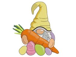 Easter Gnome with Carrot Embroidery Design