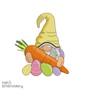 Easter Gnome with Carrot Embroidery Design, Gnome Easter Egg Embroidery Designs, Holiday Embroidery Designs