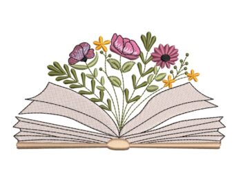 Floral Book embroidery design, Read More Books embroidery design, Booktok Machine embroidery file