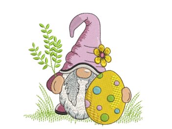 Gnome Easter Egg Embroidery Designs, Holiday Embroidery Designs