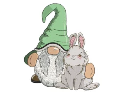 Gnome with Rabbit Embroidery Design