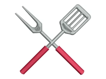 Grill BBQ tools embroidery design. Grill tools silhouette. Grill tools mini. Barbecue tools.