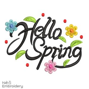 Hello Spring Embroidery Design, Easter Holiday Embroidery Designs