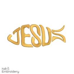 Jesus Embroidery Design, Easter Embroidery Design, Fish Sign Religious Christ design