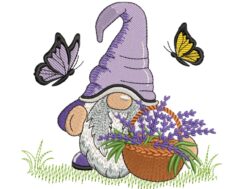 Lavender Gnome Embroidery Design