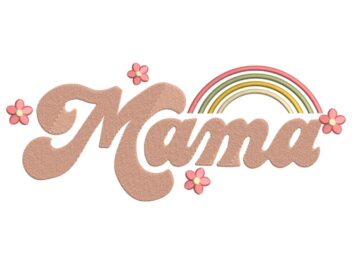 Mama Retro Embroidery Design, Groovy Vitage Mama Embroidery Design
