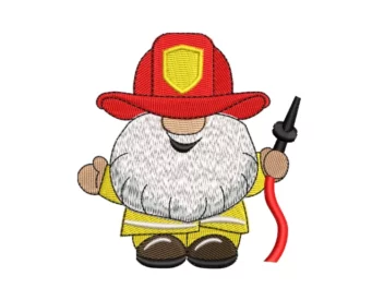 Mini Firefighter Gnome Embroidery Design, Fireman