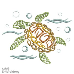 Sea Turtle Embroidery Design, Tribal Turtle Embroidery Design