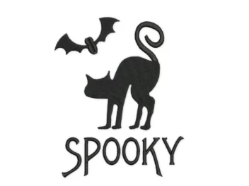 Spooky Black Cat Embroidery Design. Halloween Black Cat Machine embroidery design