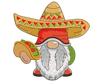 Taco Gnome Embroidery Design, Mexican Cinco de Mayo Embroidery Designs, Amigo