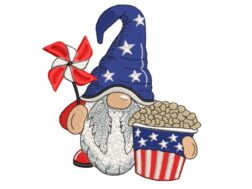 American Popcorn Gnome Embroidery Designs
