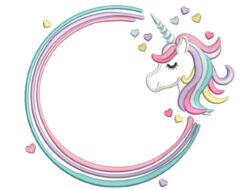 Cute Unicorn Wreath Embroidery Design