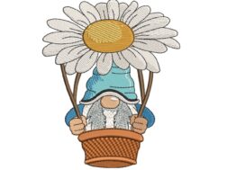 Daisy Balloon Gnome Embroidery Design