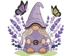 Lavender Girl Gnome Embroidery Design