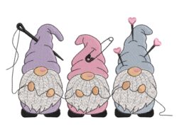 Three Sewing Gnomes Embroidery Design