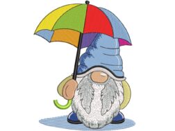 Umbrella Gnome Embroidery Design