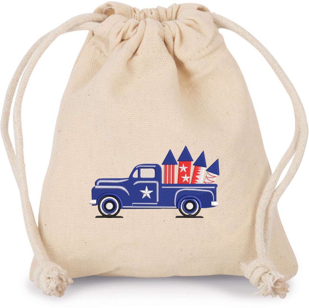 4th of July Truck Embroidery Design, American Patritic Embroidery Designs