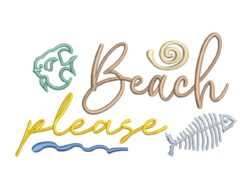 Beach Please Embroidery Design