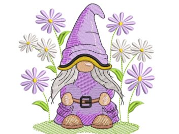 Flower Gnome Embroidery Design, Spring Gnome Embroidery Designs, Holiday Embroidery Designs