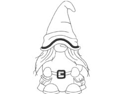 Girl Gnome Line Art Embroidery Design