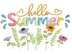 Hello Summer Embroidery Design