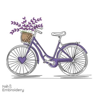 Lavenda Bicycle Embroidery Design, Summer Embroidery designs