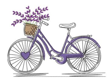 Lavenda Bicycle Embroidery Design, Summer Embroidery designs