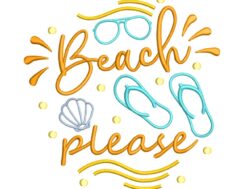 Summer Beach Please Embroidery Design