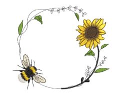 Sunflower Wreath Embroidery Design
