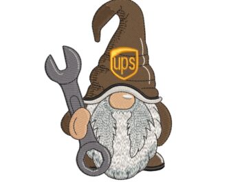 UPS Mechanic Gnome embroidery design