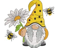 Bee Gnome Embroidery Design