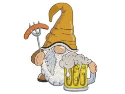 Beer BBQ Gnome Embroidery Designs
