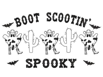 Boot Scootin Embroidery Design, Halloween Dancing Ghost Western Embroidery, Halloween Cowboy Machine Embroidery, Halloween Cow Tee, Spooky