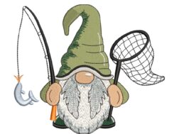 Fisher Gnome Embroidery Design