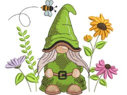 Flower Girl Gnome Embroidery Design