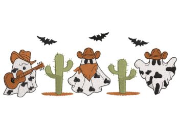Halloween Ghost Embroidery Design, Halloween Western Embroidery, Halloween Cowboy Machine Embroidery, Halloween Cow Tee
