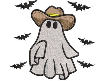 Halloween Howdy Ghost Embroidery Design, Cowboy Ghost Embroidery Design, Boo Embroidery, Machine Embroidery Files