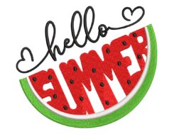 Hello Summer Watermelon Embroidery Design