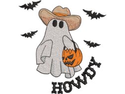 Howdy Ghost Embroidery Design