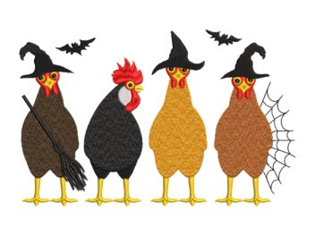 Halloween Chickens Embroidery Design, Funny Embroidery Design