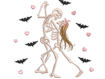 Halloween Dancing Skeletons Embroidery Design, Halloween Skeleton Embroidery Design, Halloween Machine Embroidery File