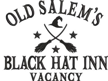 Old Salem's Embroidery Design, Black Hat Inn Vacancy Embroidery Design