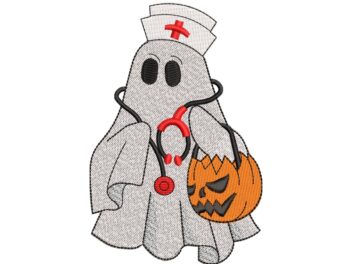 Spooky Nurse Embroidery Design, Halloween Ghost Embroidery Design, Boo Embroidery, Machine Embroidery Files