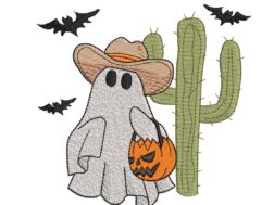 Ghost Saguaro Cactus Embroidery Design