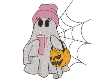 Tumbler Ghost Embroidery Design, Halloween Ghost Embroidery Design