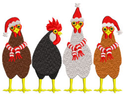 Christmas Chicken Embroidery Design