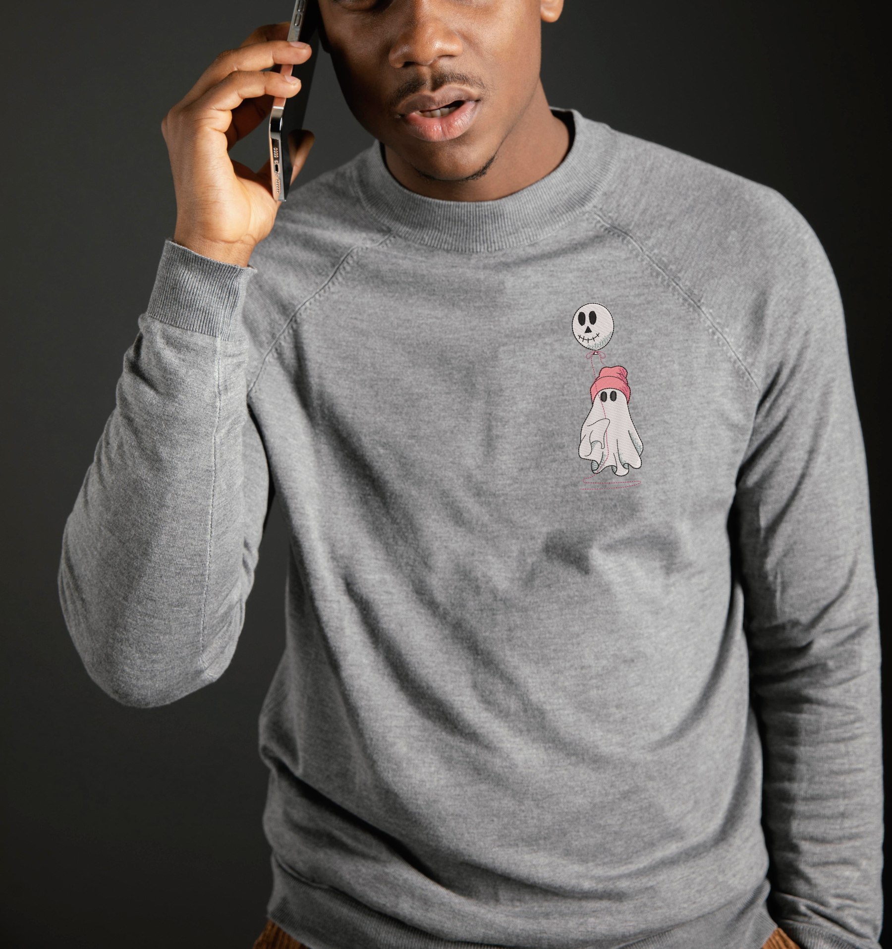 Cute Ghost with Balloon Embroidery Design