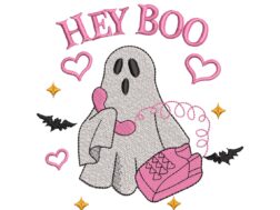 Hey Boo Ghost Embroidery Design