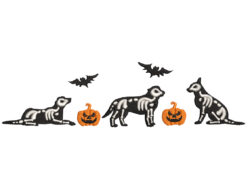 Skeletons Pumpkin Dog Embroidery Design