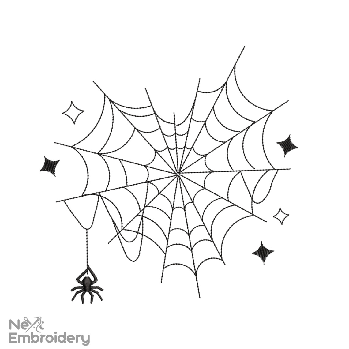 Web Heart Embroidery Design, Halloween embroidery design, Nightmare embroidery design